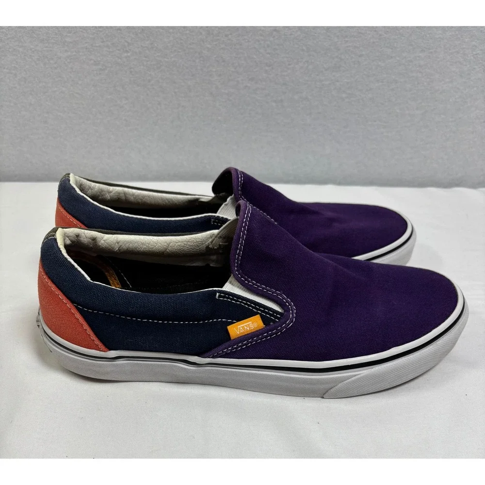 Vans Classic Slip On Colorblock Purple Navy Orange Men 8.5 Womens 10 VN0A38F7U5B